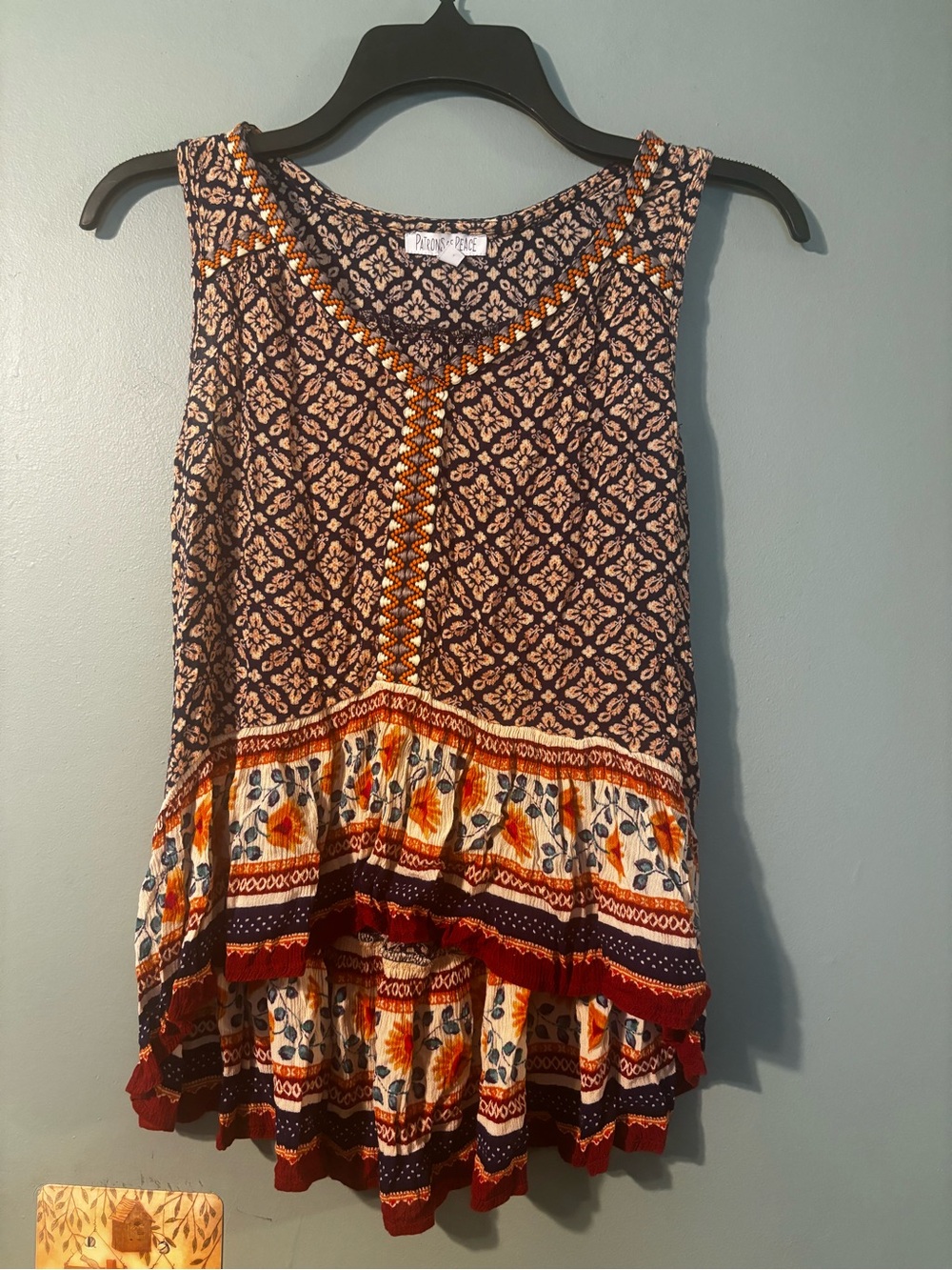 Patrons of Peace Boho Tank Blouse in XS Excellent Condition